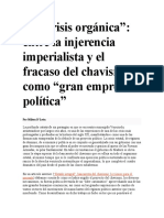 La "Crisis Orgánica" Entre La Injerencia Imperialista y El Fracaso Del Chavismo Como "Gran Empresa Política"