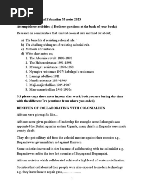 S.3 History and Political education notes 2023