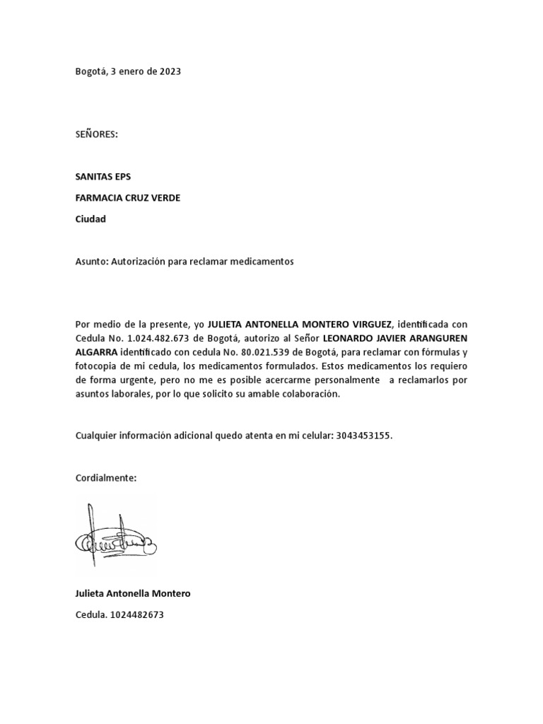 Autorizacion Sanitas 2023 PDF