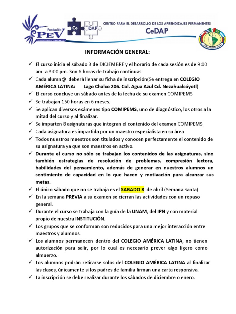 Información Curso Iems | PDF