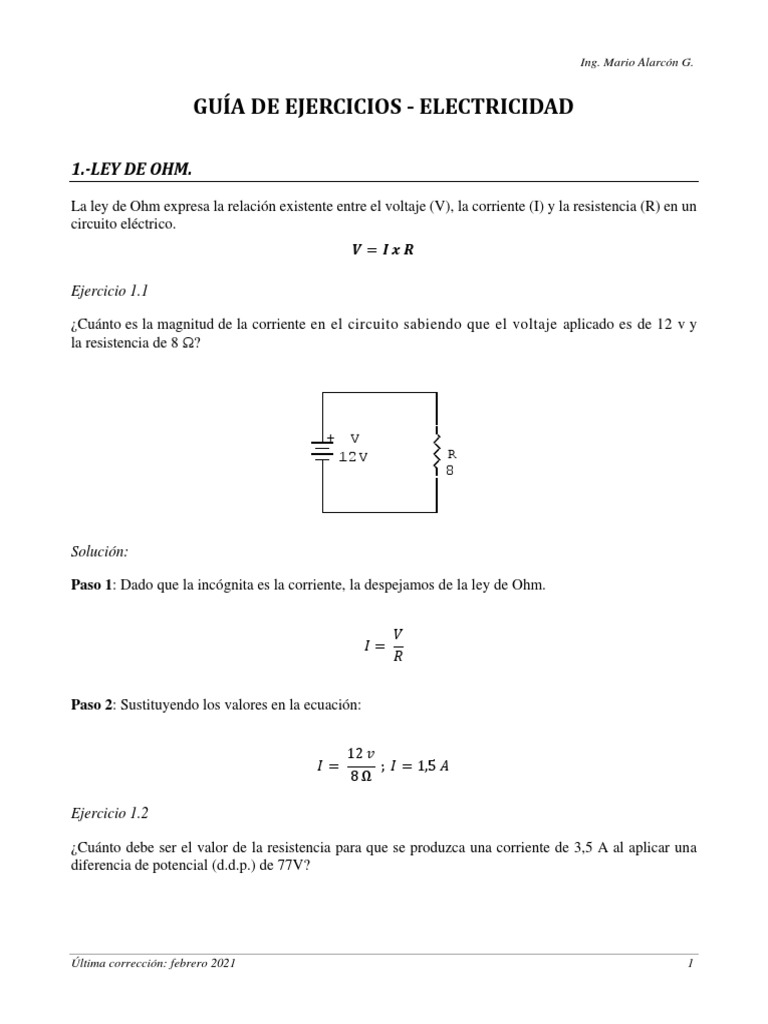 Ejercicios Resueltos de Electricidad | PDF | Resistencia Eléctrica y ...