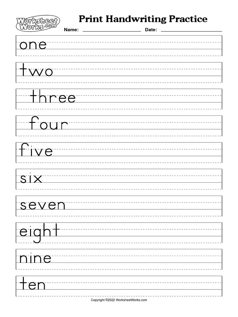 Numbers 110 Handwriting PDF