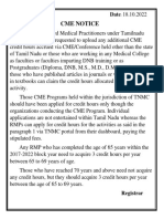 Tamilnadu CME notice for doctors to upload additional credit hours