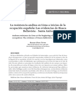 La Resistencia Andina en Lima A Inicios de La Ocupación Española: Las Evidencias de Huaca Bellavista - Santa Anita