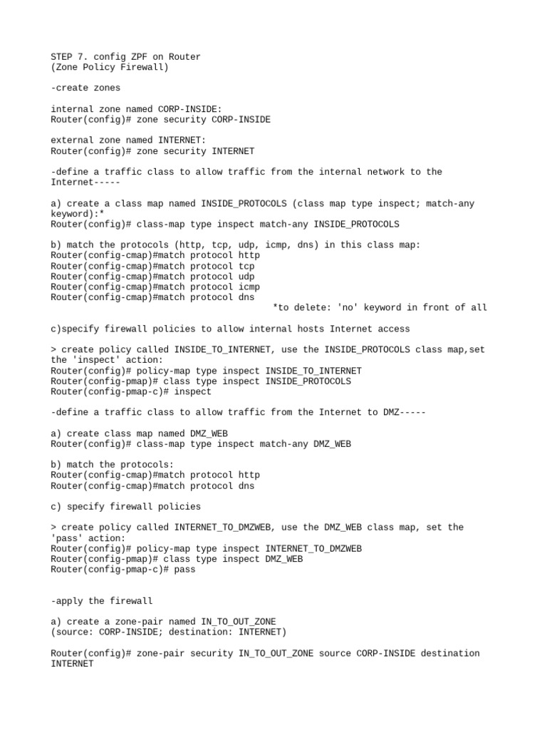Configuring ZoneBased Policy Firewall (ZPF) on a Router to Allow