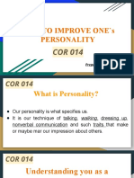 HOW TO IMPROVE ONE's PERSONALITY