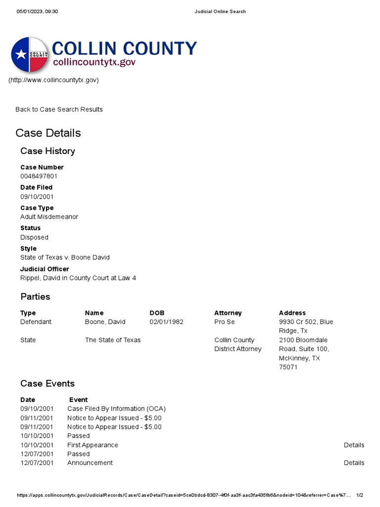 Collin County - State of Texas V David Boone | PDF | Probation | Government