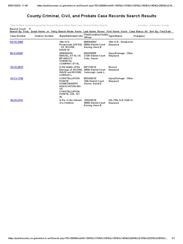 Galveston County Civil and Family Search Results PDF Justice