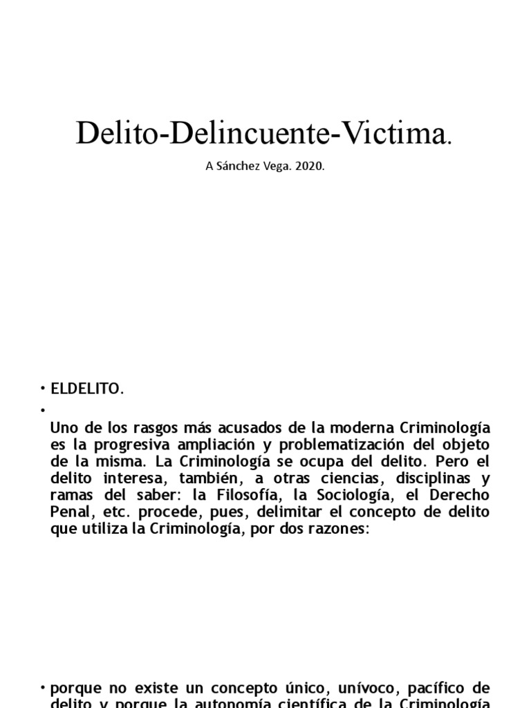 Delito Delincuente Victima PDF Criminología Derecho penal