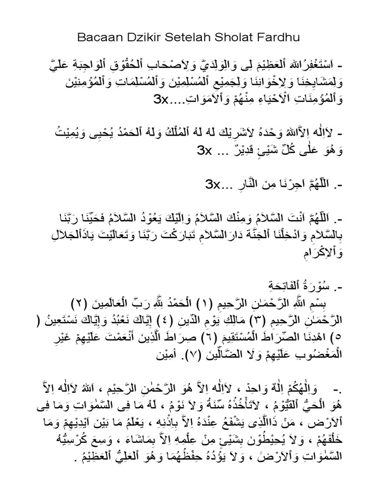 Bacaan Dzikir Setelah Sholat Fardhu Nu Pdf