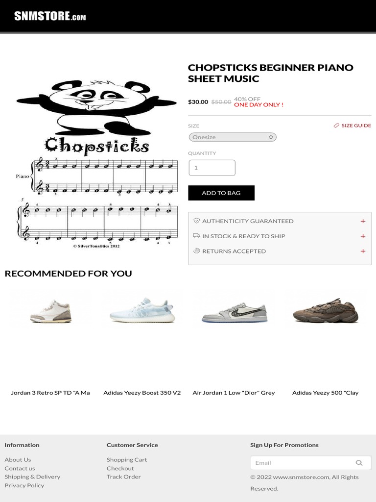 Chopsticks Beginner Piano Sheet Music PDF