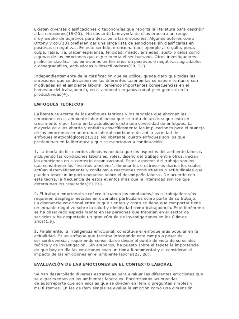 Clasificación y manejo de emociones laborales | PDF | Las emociones ...