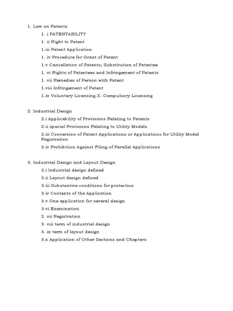 Patent Utility Model Industrial and Layout Design Syllabus | PDF