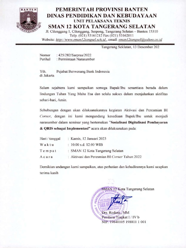 Surat Permintaan Narasumber | PDF