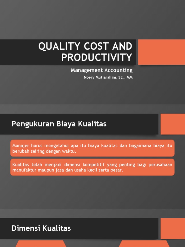 Materi 10 - Quality Costs and Productivity | PDF | Bisnis