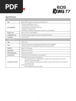 Canon Eos Rebel t7 Specifications Chart