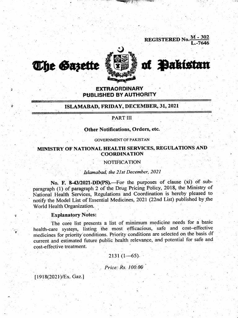 Essential Medicines List Pakistan 2021 | PDF | Public Services | Social ...