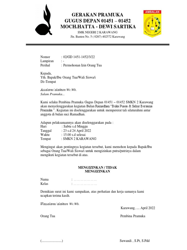 Surat Ijin Kegiatan | PDF