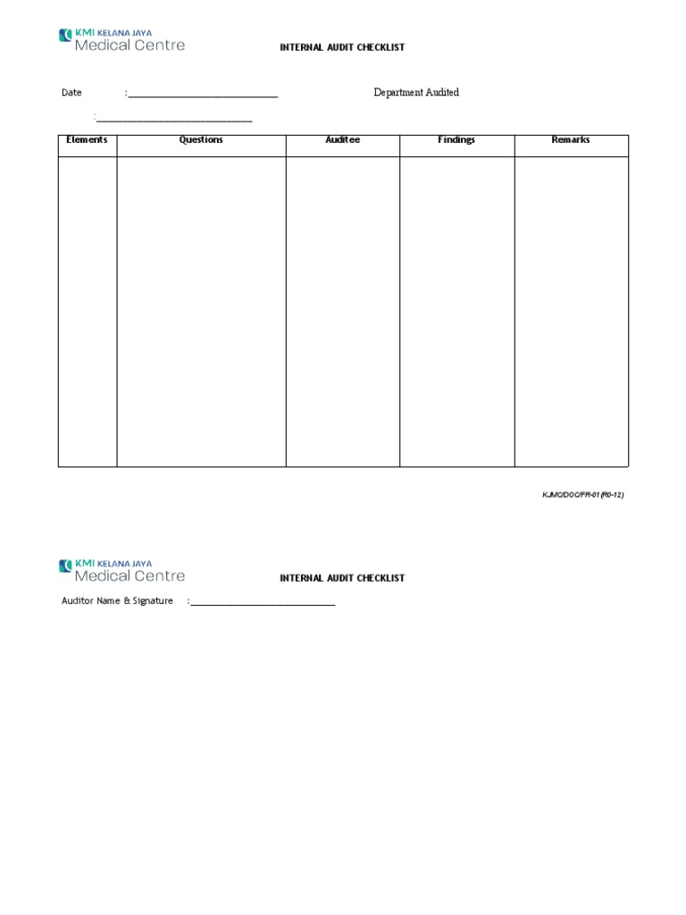 Internal Audit Checklist Template | PDF