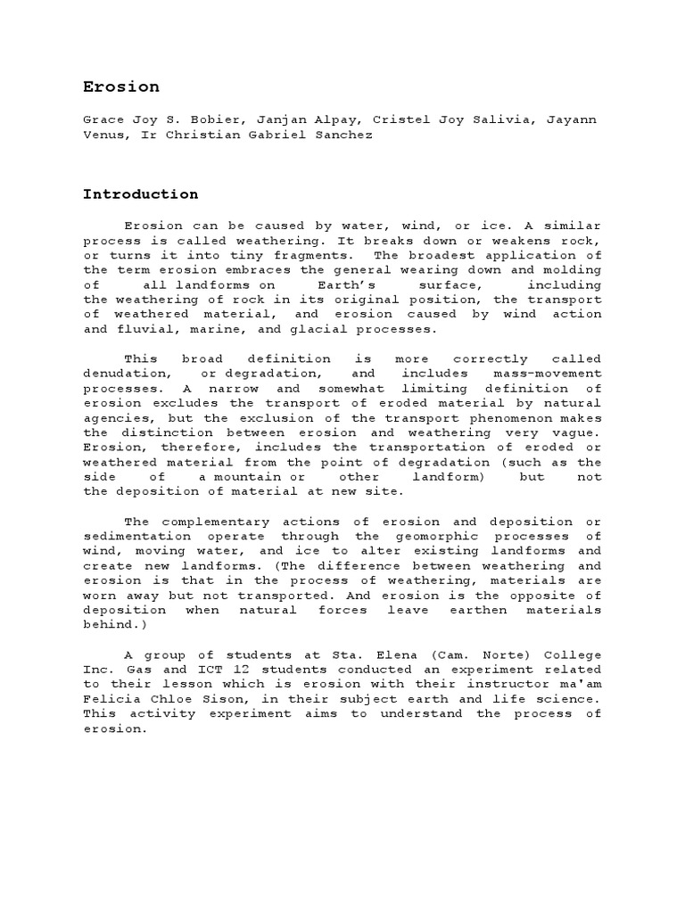 Earth sci report download free pdf erosion weathering