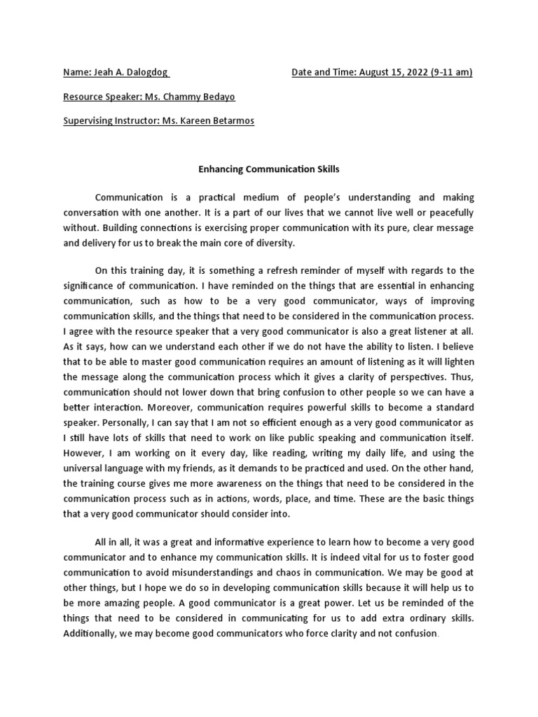 Enhancing Communication Skills Training | PDF | Communication | Public ...