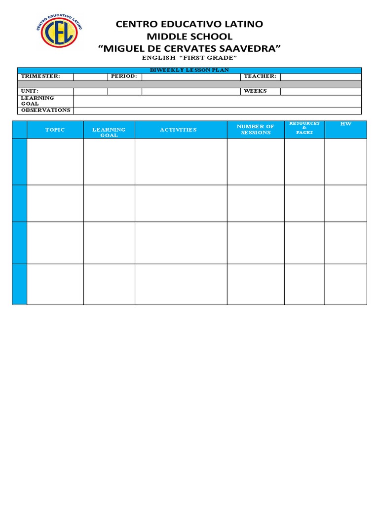 Lesson Plan Middle School 20222023 PDF
