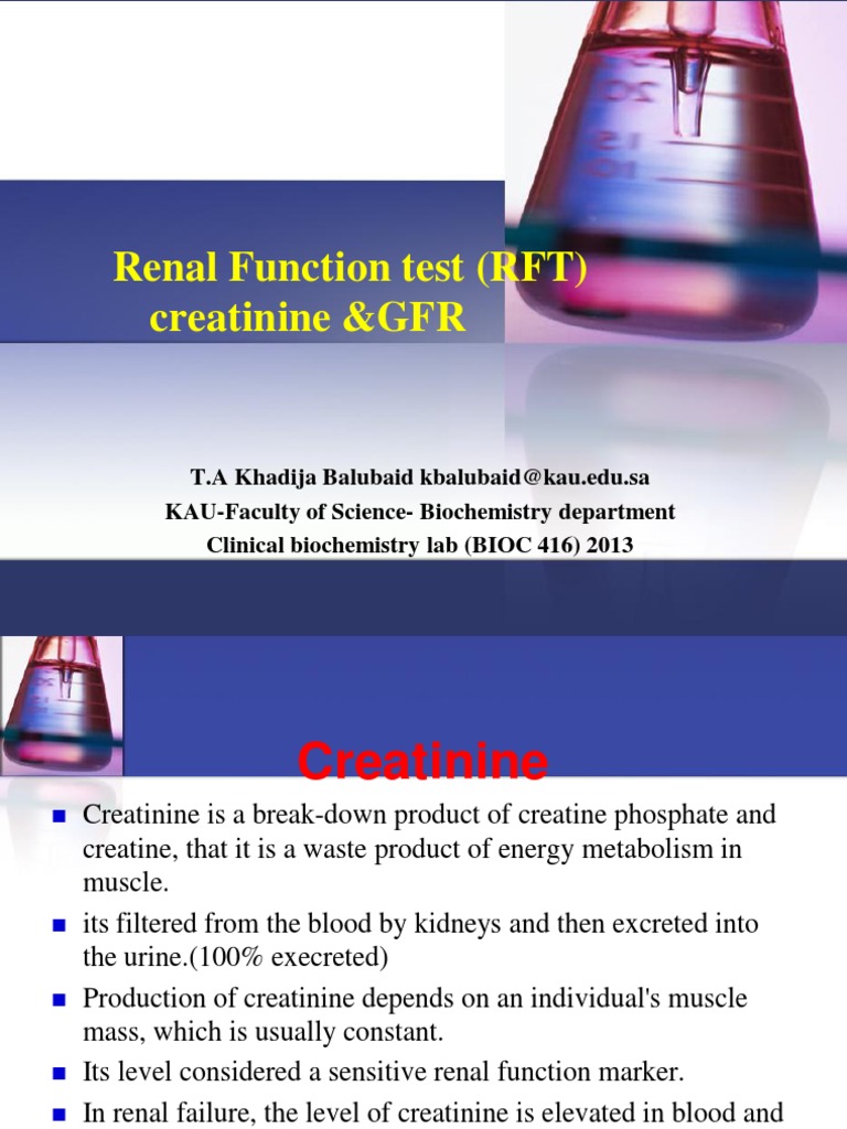 Lab (5) Creatinine Clearance&GFR PDF Creatinine Chronic Kidney