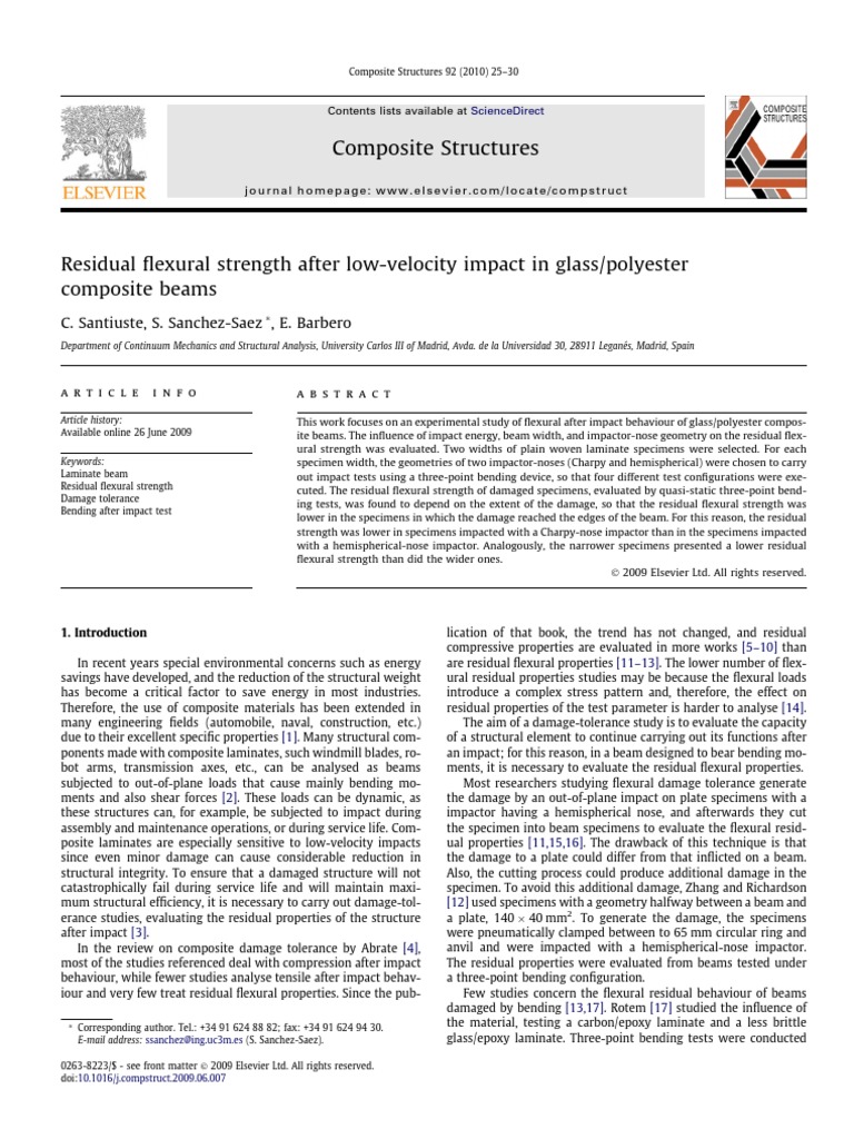 Residual Flexural Strength in Glass Composites | PDF | Strength Of ...