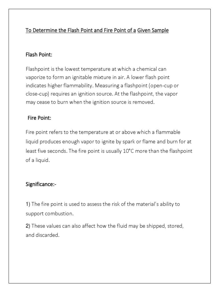 Flash Point and Fire Point PDF