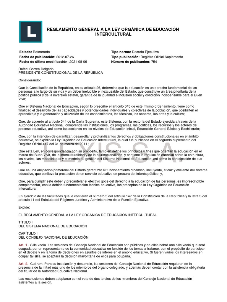 Z-One-Gestion-Reglamento General A La Ley Organica de Educacion ...