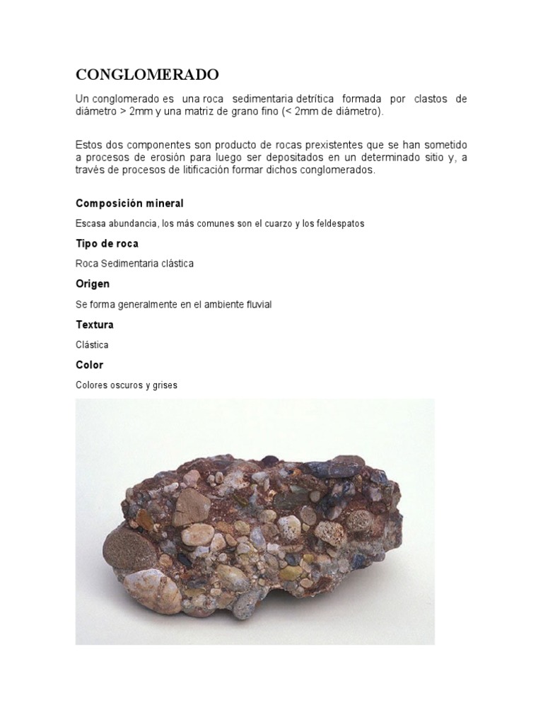 Conglomerado | PDF | Roca clástica | Roca (geología)