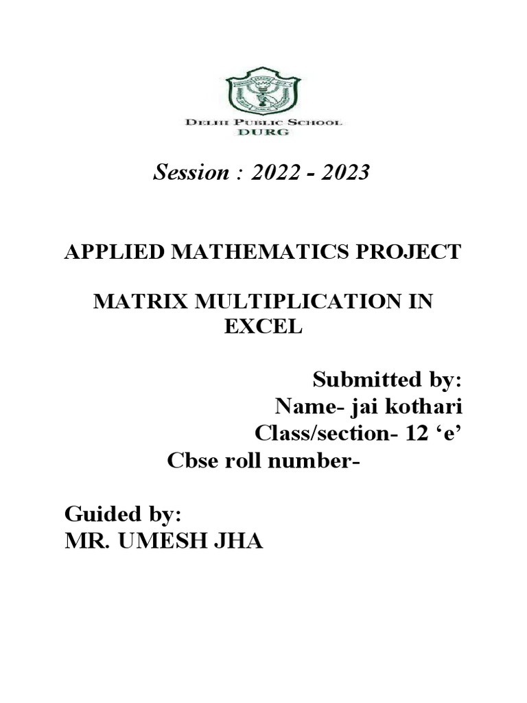 Applied Maths Project 2024 List
