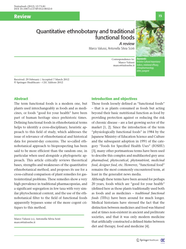 Quantitative Ethnobotany and Traditional Foods PDF Taste Ethnobotany