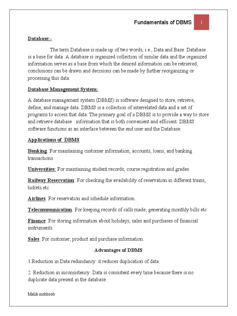 Database Management System New Notes | PDF | Relational Database ...
