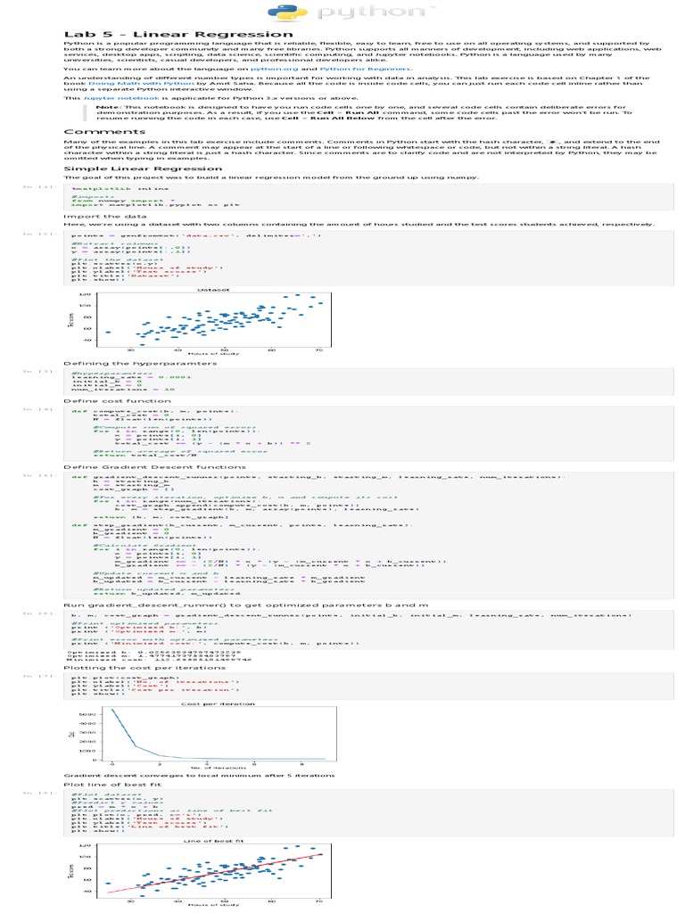 Lab5 Linear Regression | PDF | Python (Programming Language ...