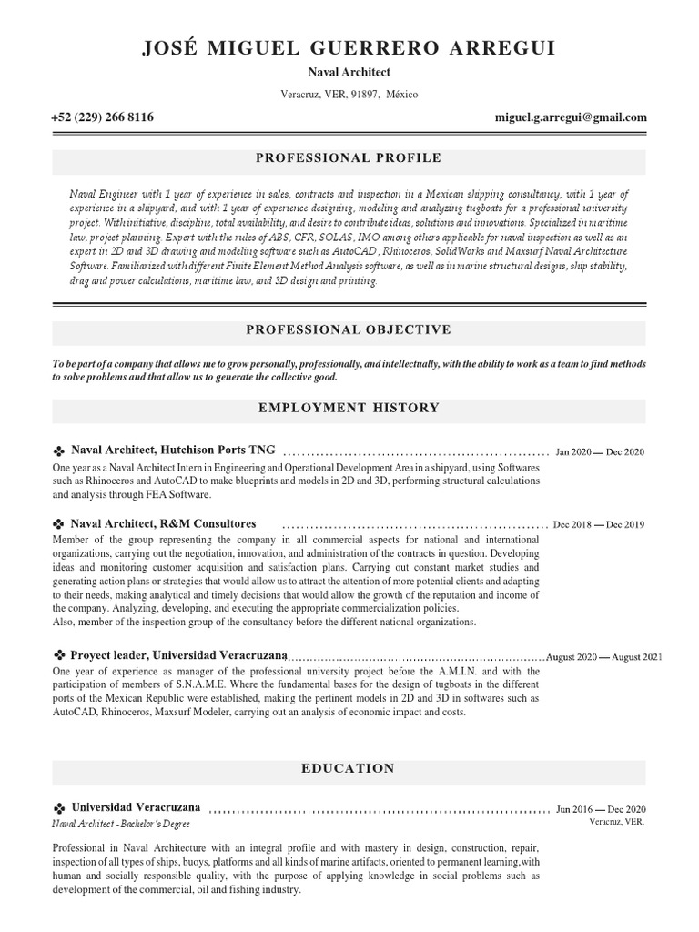 Naval Architect Mike Arregui PDF Naval Architecture Finite