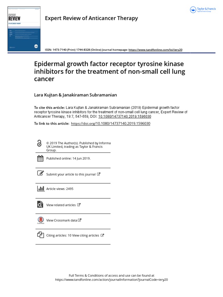 Epidermal Growth Factor Receptor Tyrosine Kinase Inhibitors For The ...