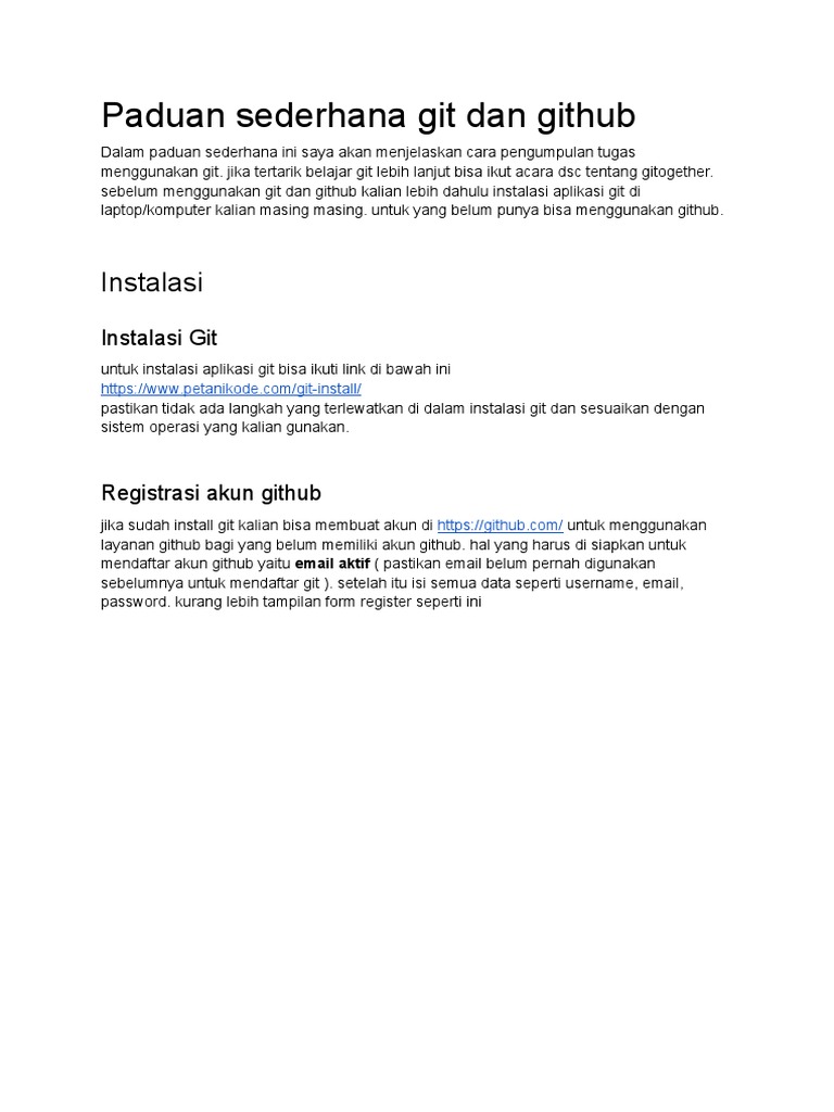 Paduan Sederhana Git Dan Github: Instalasi | PDF