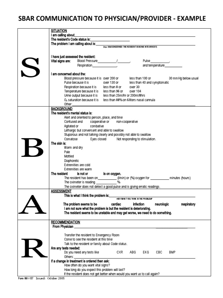 Sbar Template 08 PDF Physiology Causes Of Death