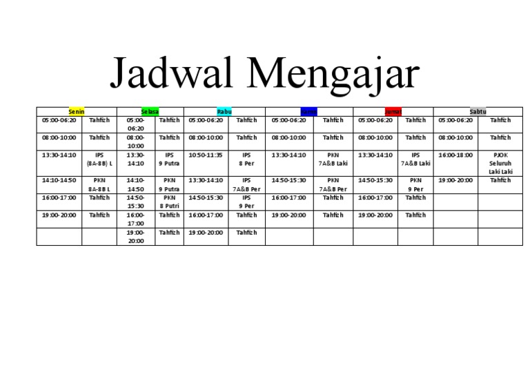 Jadwal Mengajar | PDF