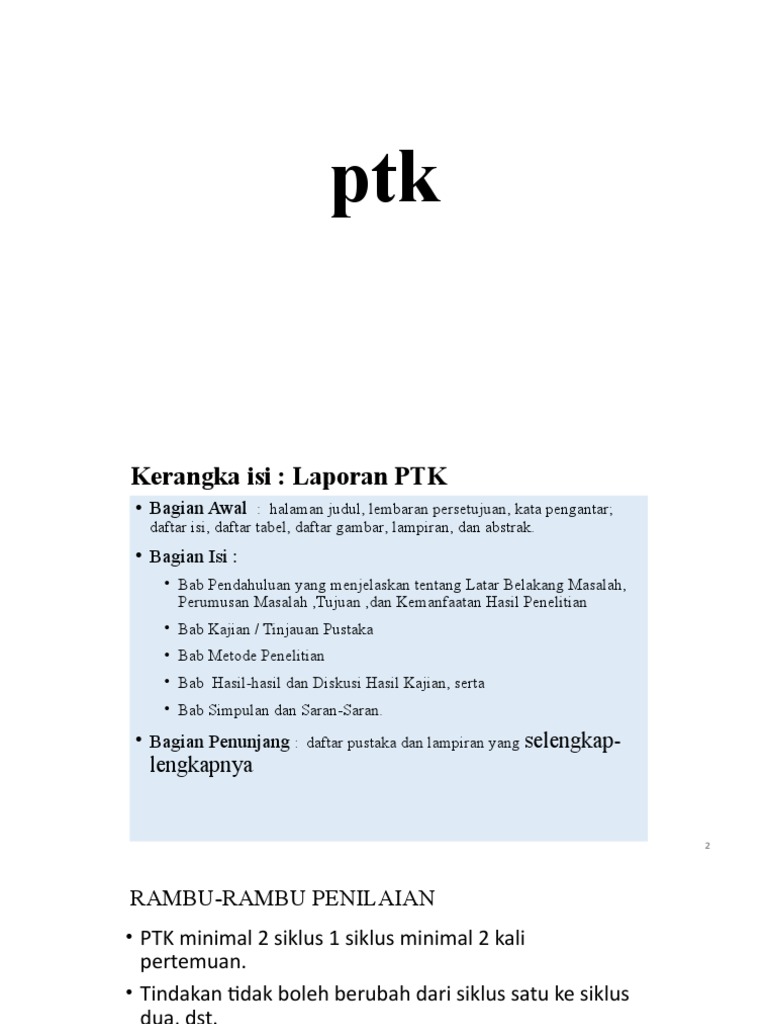 Kerangka Laporan PTK Lengkap | PDF