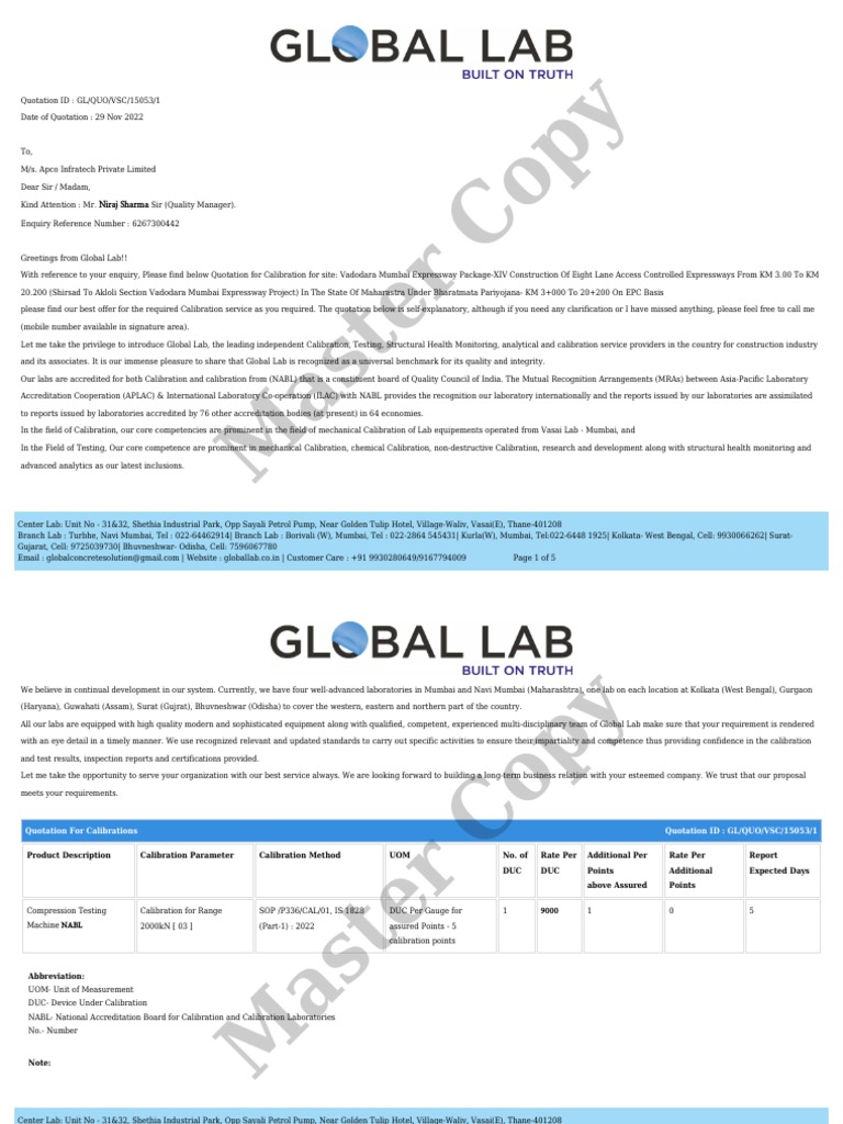 CTM MachineGlobal Quotation PDF Calibration Laboratories