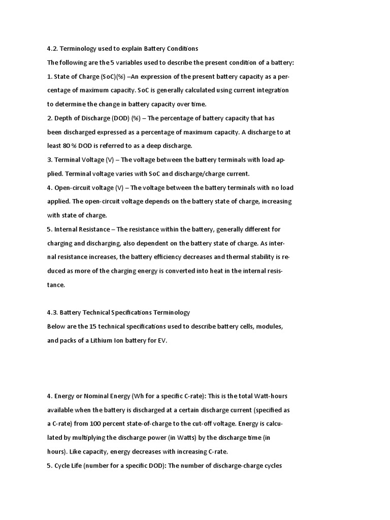 Battery Technical Specification Terminology 1 PDF Battery Charger