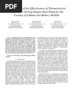 Investigation of The Effectiveness of Thermoelectric Cooler With Stirling Engine Heat Pump For The Cooling of Lithium-Ion Battery Module