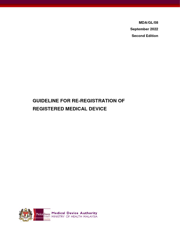 MDA Re-Registration Guidelines 2022 | PDF | Medical Device | Quality ...