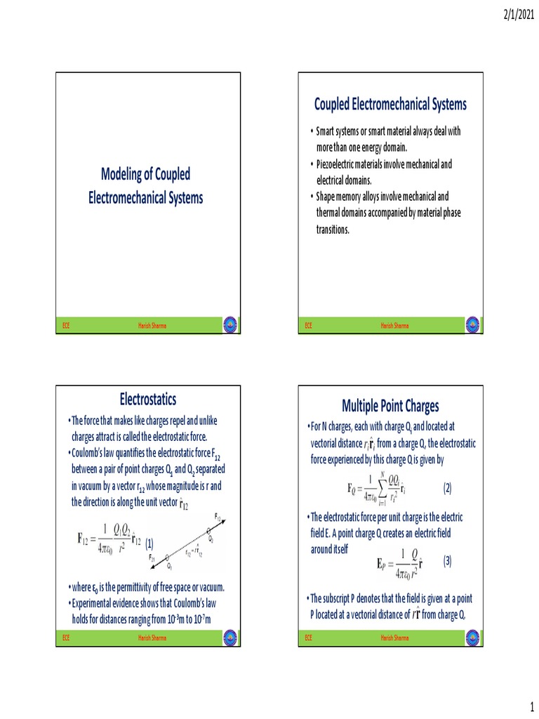 Coupled Electromechanical Systems Overview | PDF | Electric Field ...