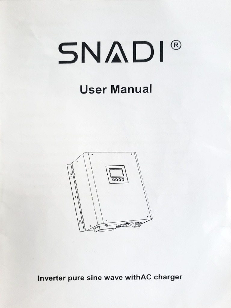 Snadi 12V 1KW Inverter User Manual PDF