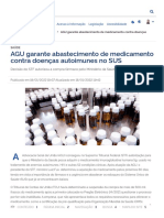 AGU Garante Abastecimento de Medicamento Contra Doenças Autoimunes No SUS - PT-BR