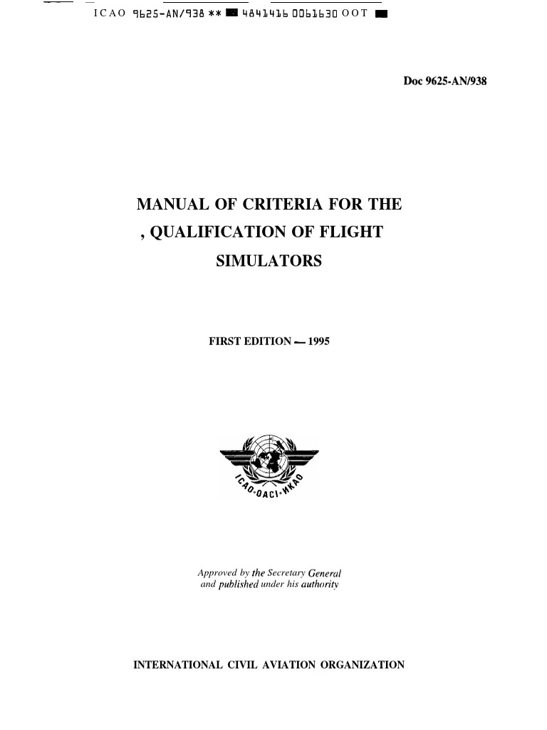 ICAO Doc 9625: Flight Simulator Criteria | PDF | Simulation ...