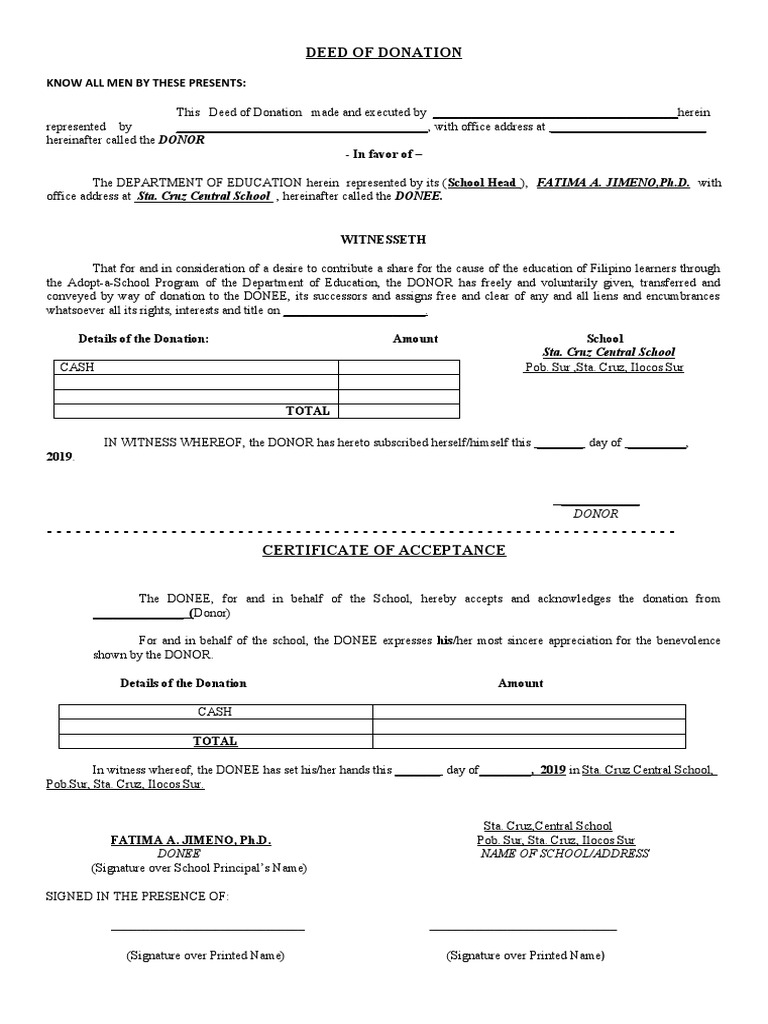 Deed of Donation PDF Real Estate Environmental Law